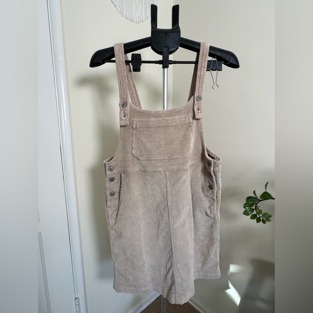 Tan Corduroy Women's Overall Dress